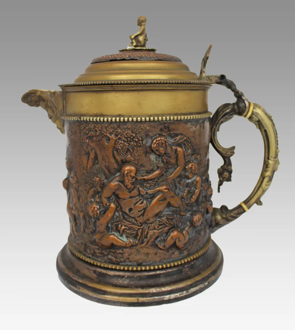 Fine Large 19th c. Metalware Stein Tankard