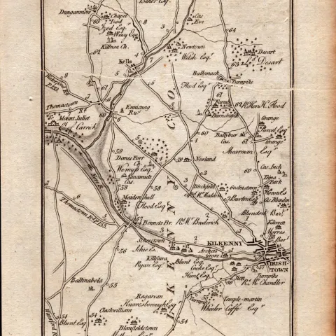 Ireland Rare Antique 1777 Map Dublin Kilkenny Carrick On Suire.
