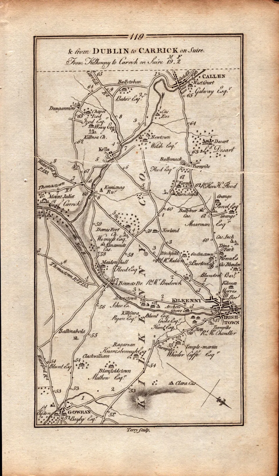 Ireland Rare Antique 1777 Map Dublin Kilkenny Carrick On Suire.