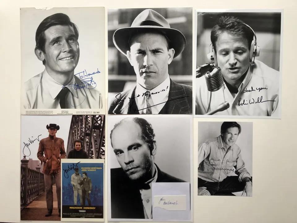 Harrison Ford, James Brolin, Kevin Costner, Robin Williams, Dustin Hoffman & more signed photos