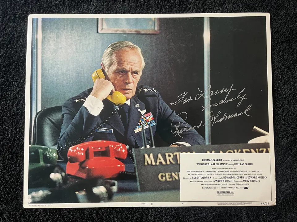 Richard Widmark Signed Cinema Lobby Card