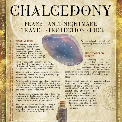 Crystals Gem Stone "Chalcedony" Healing Virtues Designed Information Metal Wall Art
