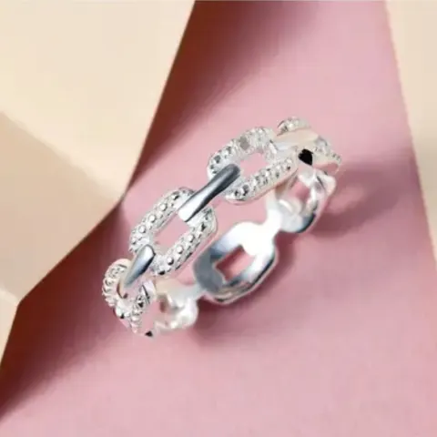 NEW!! Diamond Link Band Ring in Sterling Silver