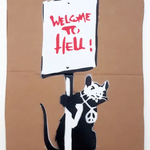 Banksy (Attributed) 'Welcome to Hell' Cardboard 3/50 (#0204)
