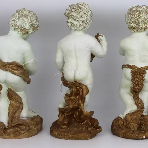 Set of 3 Vintage Painted Cherub Figures