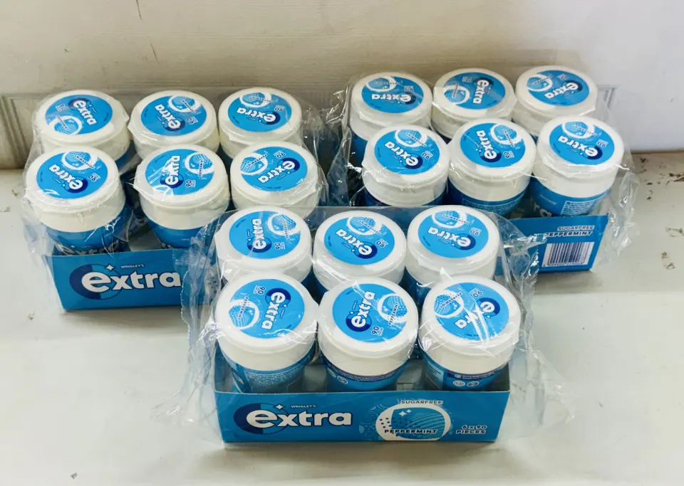 3 x Wrigleys Extra White Peppermint Chewing Gum Sugar Free 18 x 90 Pcs BBE 9/24