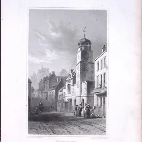 Wales Pembroke Town Antique 166-Year-Old  Steel Engraving-19