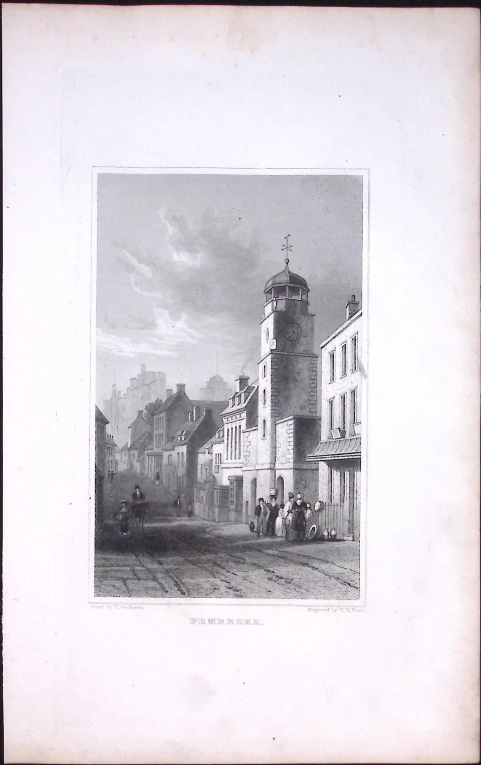 Wales Pembroke Town Antique 166-Year-Old  Steel Engraving-19
