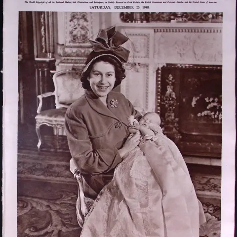 The Christening of King Charles Original 78 Years-Old Newspaper.