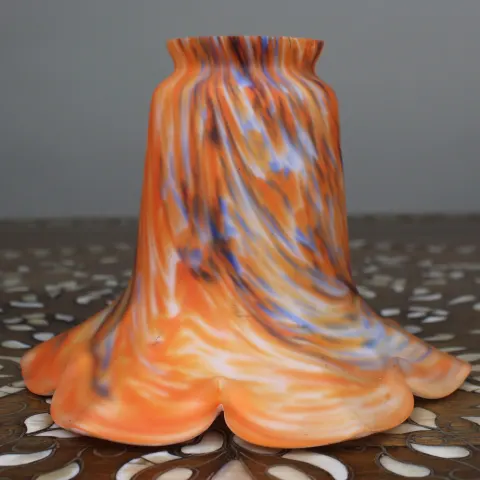 Vintage Orange Marbled Glass Lamp Shade