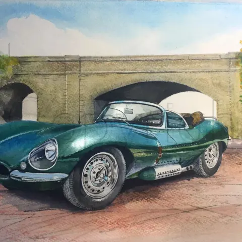Jaguar XKSS Classic British Racing Green Car The Holy Grail Metal Wall Art