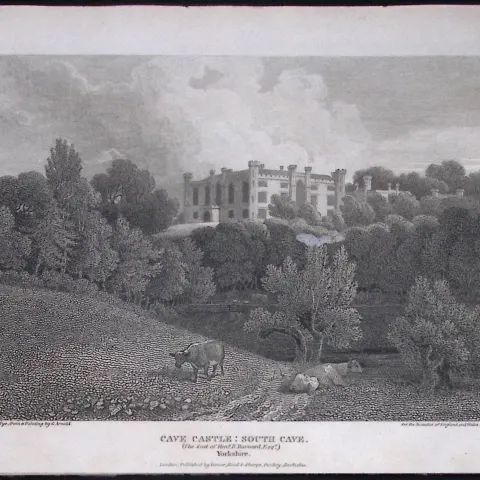 Brough Yorkshire Cave Castle Antique 213 Years-Old Steel-Engraving-23