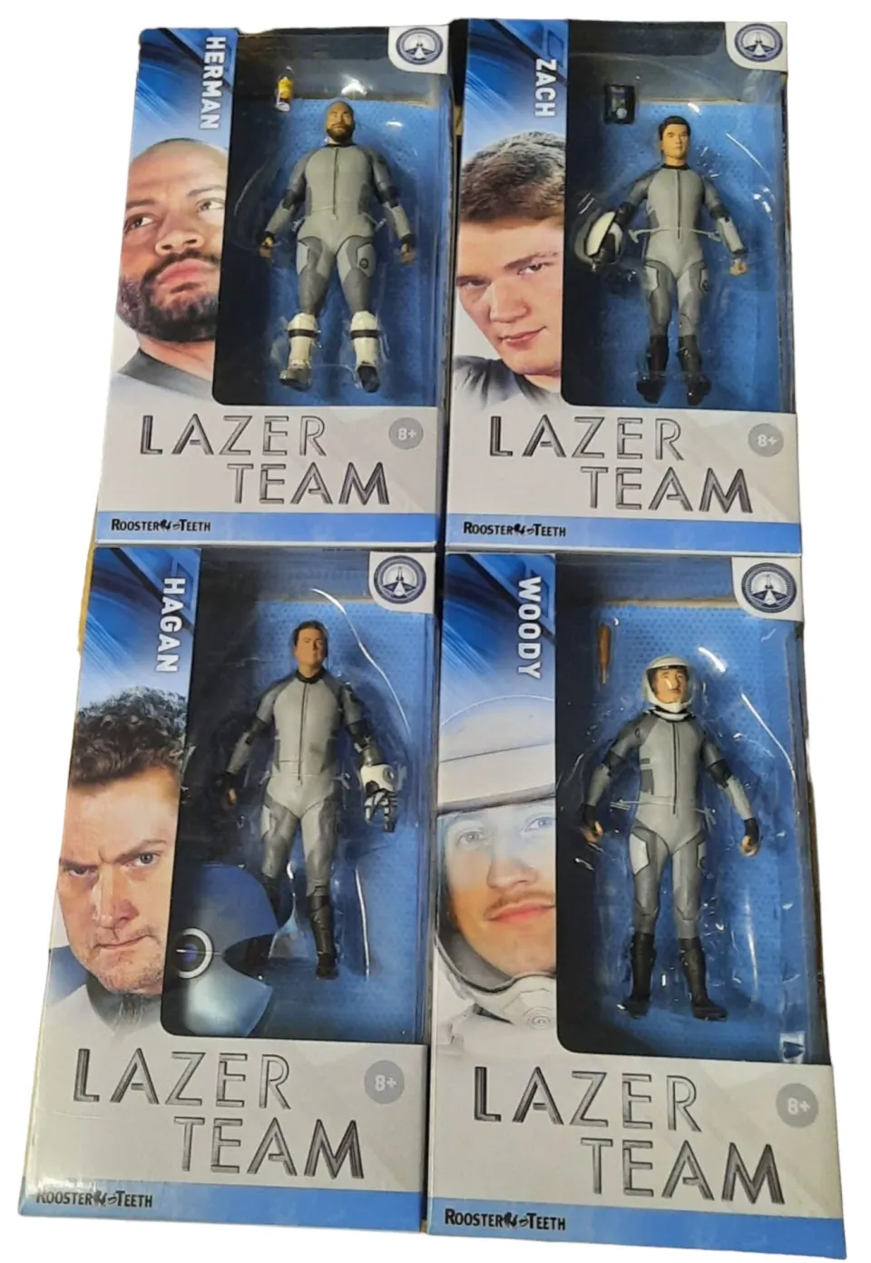 12 x LAZER TEAM Rooster Teeth ZACH HERMAN HAGAN WOODY Figures RRP £12.45 ea L3