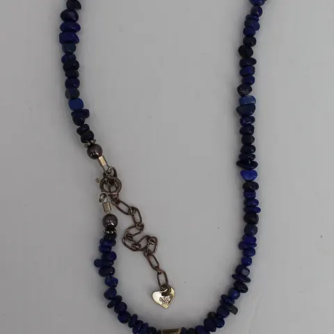 Vintage Lapis Lazuli Bead Necklace With Sterling Silver Pendant