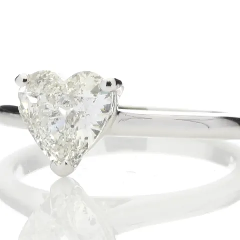 18ct White Gold Single Stone Heart Cut Diamond Ring 1.04 Carats