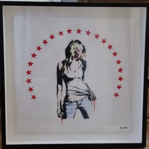Bambi (b 1990 UK)  STARGIRL - Pink Stars Edition Graffiti Spray Stencil Art with COA, 2013