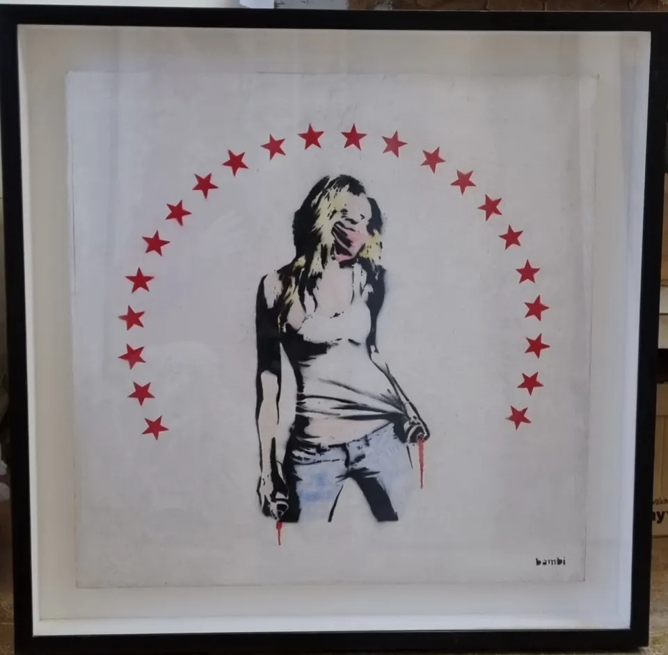 Bambi (b 1990 UK)  STARGIRL - Pink Stars Edition Graffiti Spray Stencil Art with COA, 2013