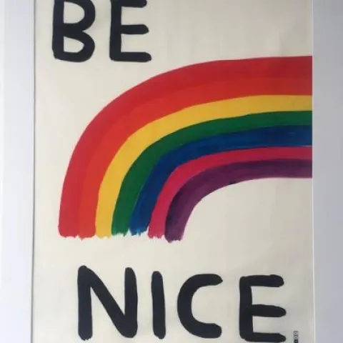 David Shrigley OBE (b 1968) ‘Be Nice’, Wall Hanging, framed, Editioned, 2020