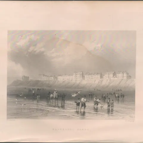 Blackpool Sands 1842 Antique Steel Engraving