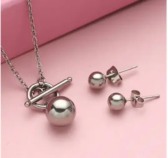 NEW! 2 Piece Set - Necklace  and Ball Earrings