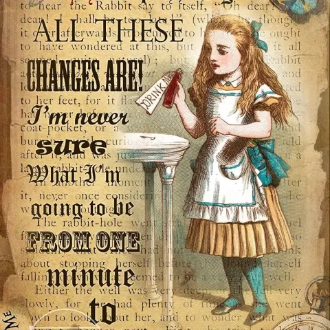 Alice in Wonderland How Puzzling Designed Large Metal Wall Art