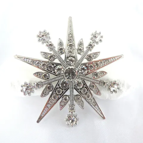 Large 7cm x7cm White Crystal Snowflake Brooch