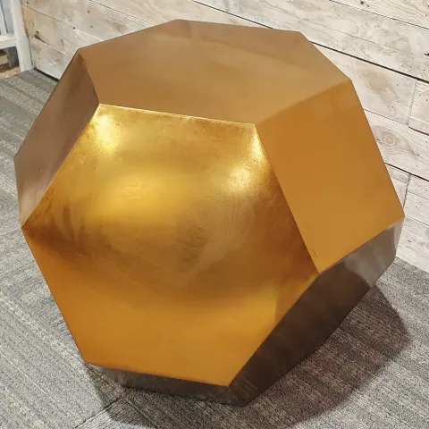 Designer Loaf.com Gold Coloured Metal Dodecagon Side Table 50cm x 55cm. RRP £199