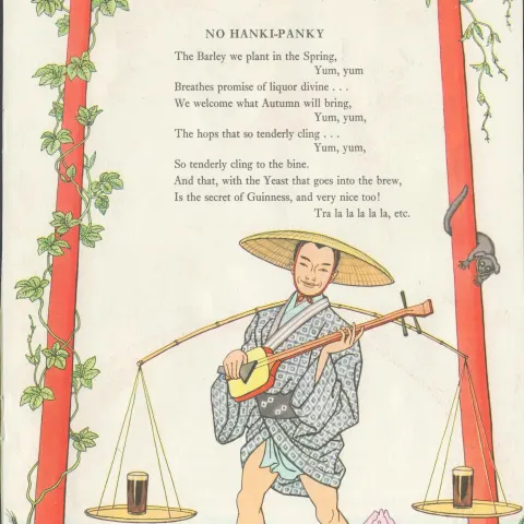 Double Sided Guinness Print 1961 "No Hanki Panky & Napoleon Pint"A Genuine Double Sided Lithographed