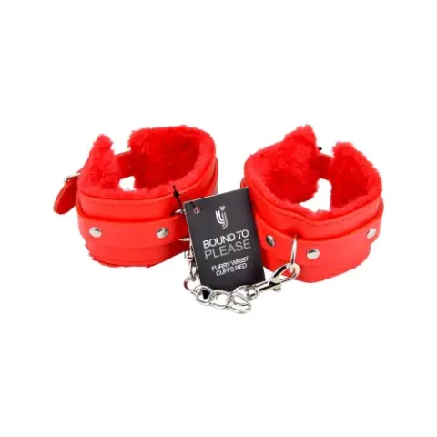 Loving Joy Furry Wrist Cuffs Red