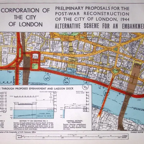 City of London Post-War Reconstruction Embankment & Lagoon Dock 1944 Map-30.