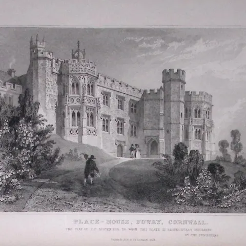 Cornwall Fowley Place House Antique 193 Years-Old Steel-Engraving-17