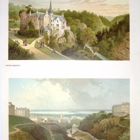 Scotland Edinburgh Dean Bridge & Hawthornden Castle 1889 Antique Print-7a
