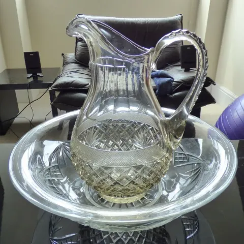Fine Cut Glass Crystal Jug & Bowl