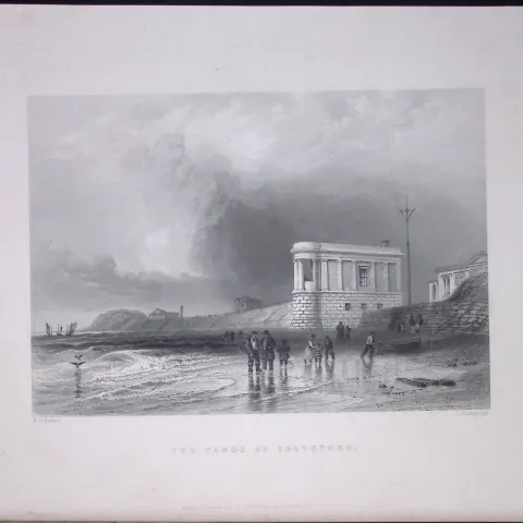 Southport Sands WH Bartlett 183 Years-Old Antique Steel Engraving-8