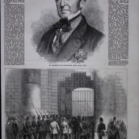 Irish Fenian Prisoners Being Held Cork Prison 1866 Woodcut Engraving.