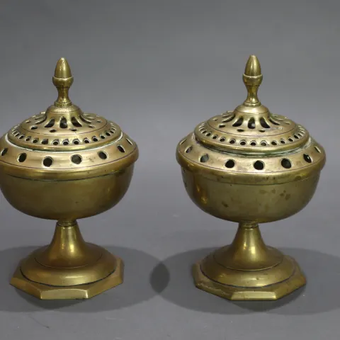 Pair of Antique Georgian Brass Incense Burners