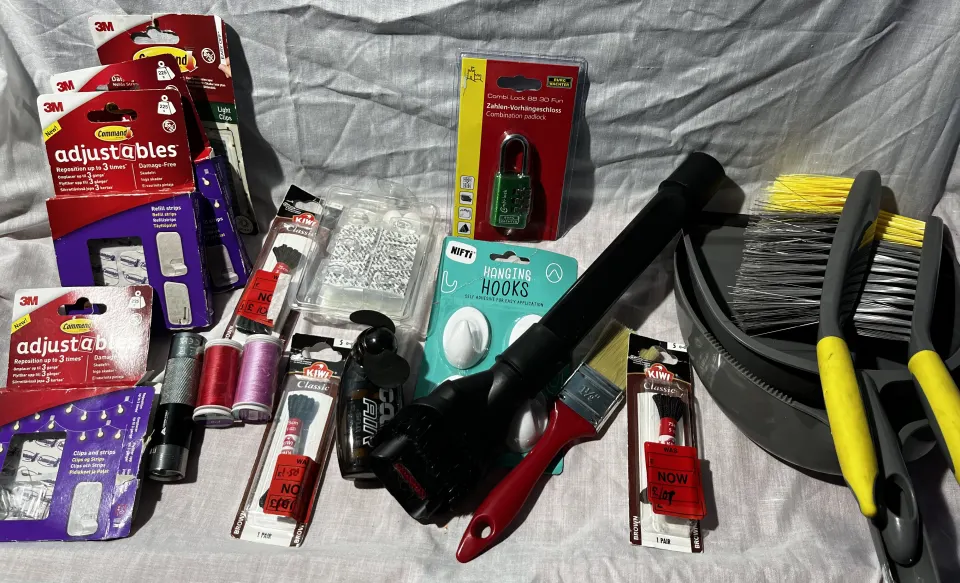 L1/D - Job lot home accessories, Clips & Strips, Cotton, Dust Pans, Lock, Hooks, Fan + More