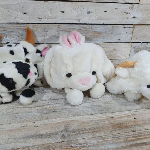 3 x Children's Animal Character Hats. Cow hat. Pink rabbit hat. Dalmatian Dog hat. Rrp £27