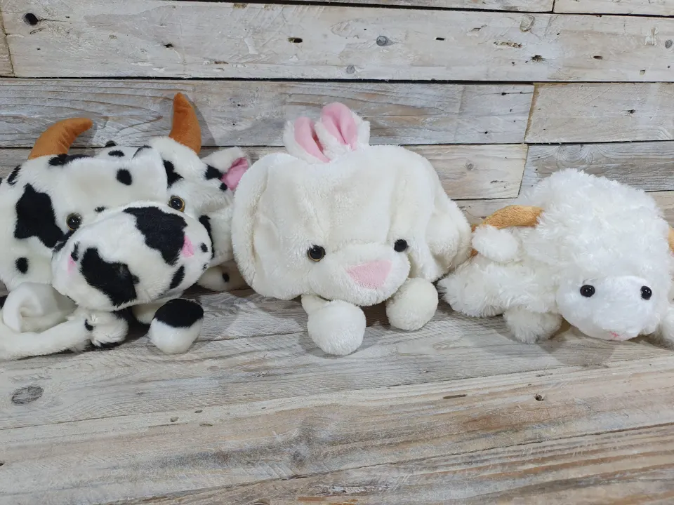 3 x Children's Animal Character Hats. Cow hat. Pink rabbit hat. Dalmatian Dog hat. Rrp £27
