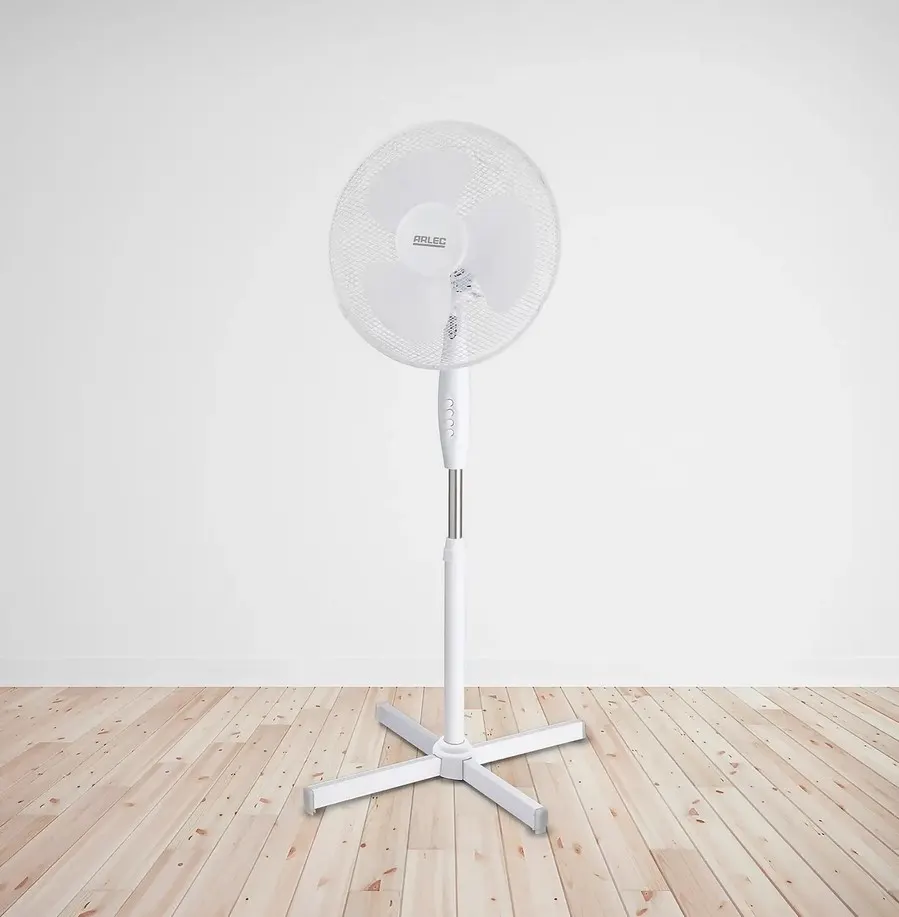 (126/Mez/1C) Lot RRP £100. 4x Arlec 16 Inch 3 Blade Pedestal Fan White, 3 Speed Settings, 70 Degree