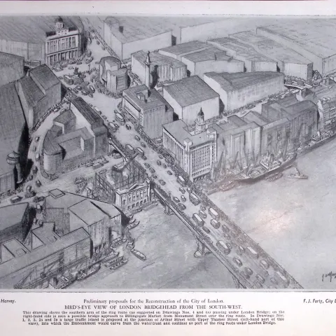 City of London Post-War Reconstruction London Bridge-Head 1944 Map-34.