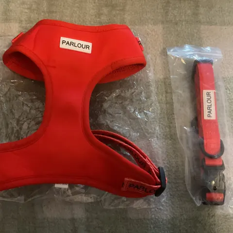 Parlour Soft High-Quality Red Dog Harness & Matching Collar Set – Size Medium