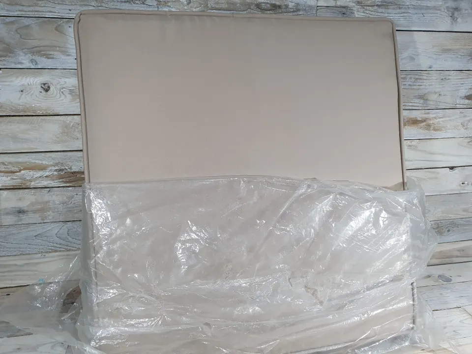 Single Large Beige Square Rattan Cushion. Size 59x60x10cm. Rrp £16