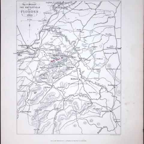 The Battlefields of Flodden Scotland Antique 152 Years-Old Detailed Print-2