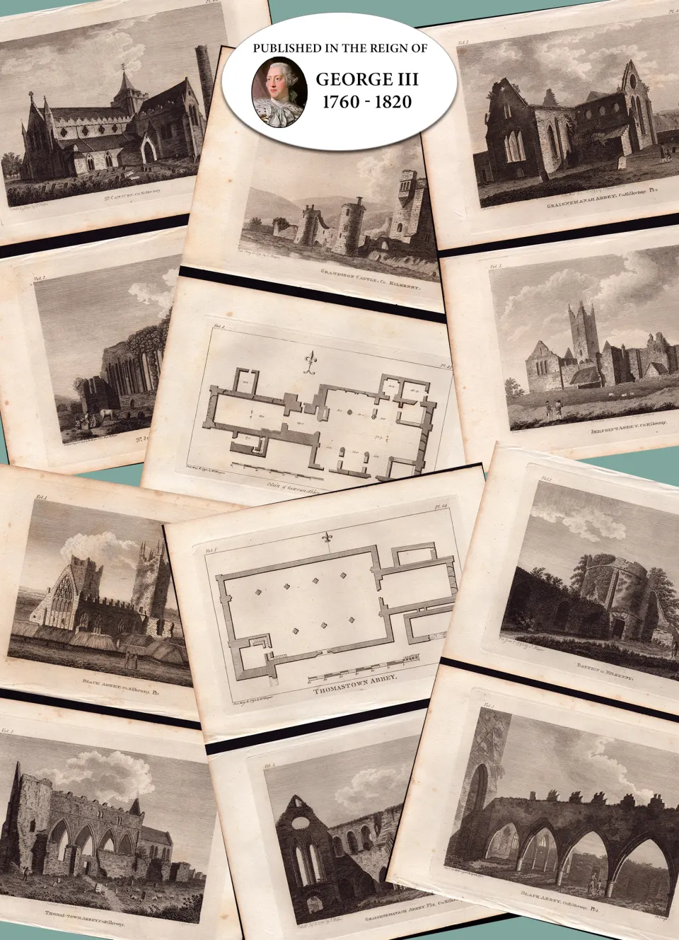 Kilkenny Ireland Job-Lot F. Grose 1792-1797 Antique Copper Block Engravings