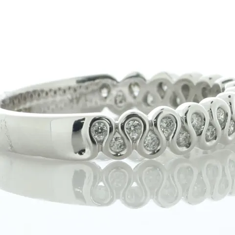 14ct White Gold Meander Curve Rub Over Set Semi Eternity Diamond Ring 3.5mm 0.20 Carats