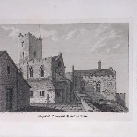 Cornwall St Michael’s Mount Chapel Francis Grose Rare 240 Years-Old Copper Engraving-9