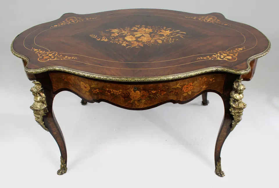 Napoleon III Floral Marquetry Rosewood Centre Table