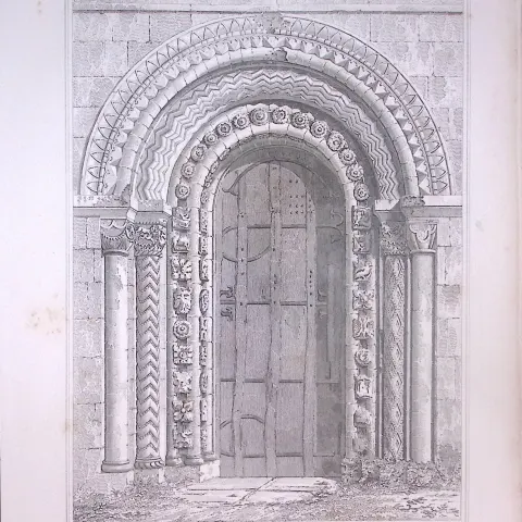 Iffley Church Oxford 190 Years-Old John Britton Antique Steel Engraving-327.