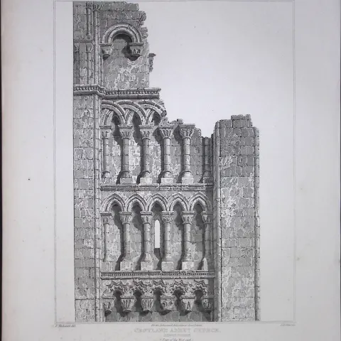 Croyland Church Lincoln 190 Years-Old Rare John Britton Antique Steel Engraving-86